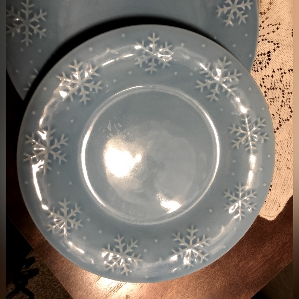 ❄️Libbey Blue Snowflake 8.25" Salad/Appetizer Plate~Set of 3